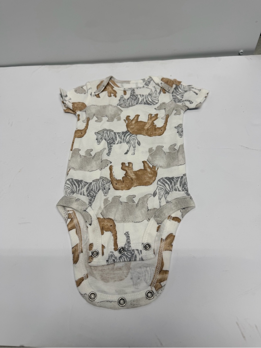 Carter's Neutral Zoo Animal Print One-Piece Bodysuit in Cream, Tan, Gray